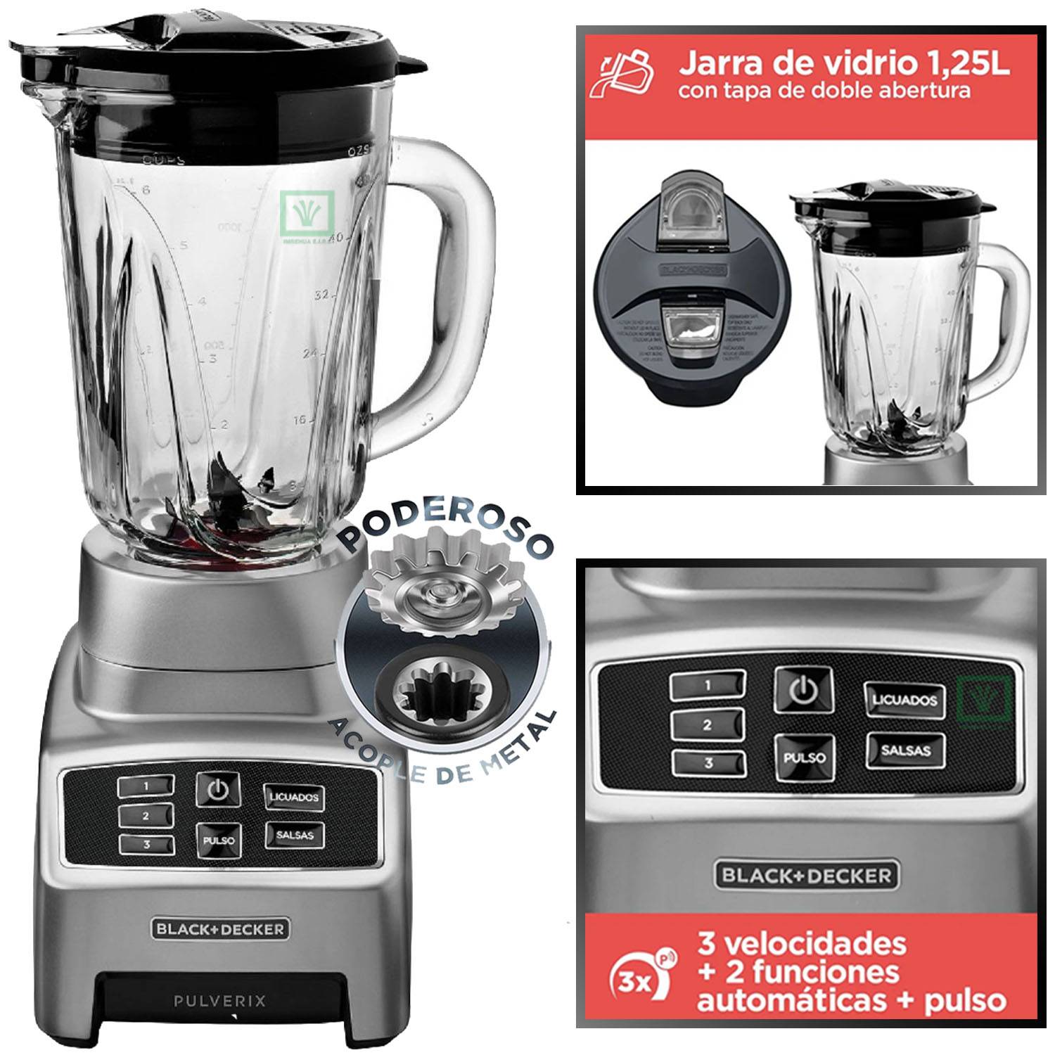 Licuadora 3 Vel Pulverix Digital Black 1.5L BL1840MS Black & Decker