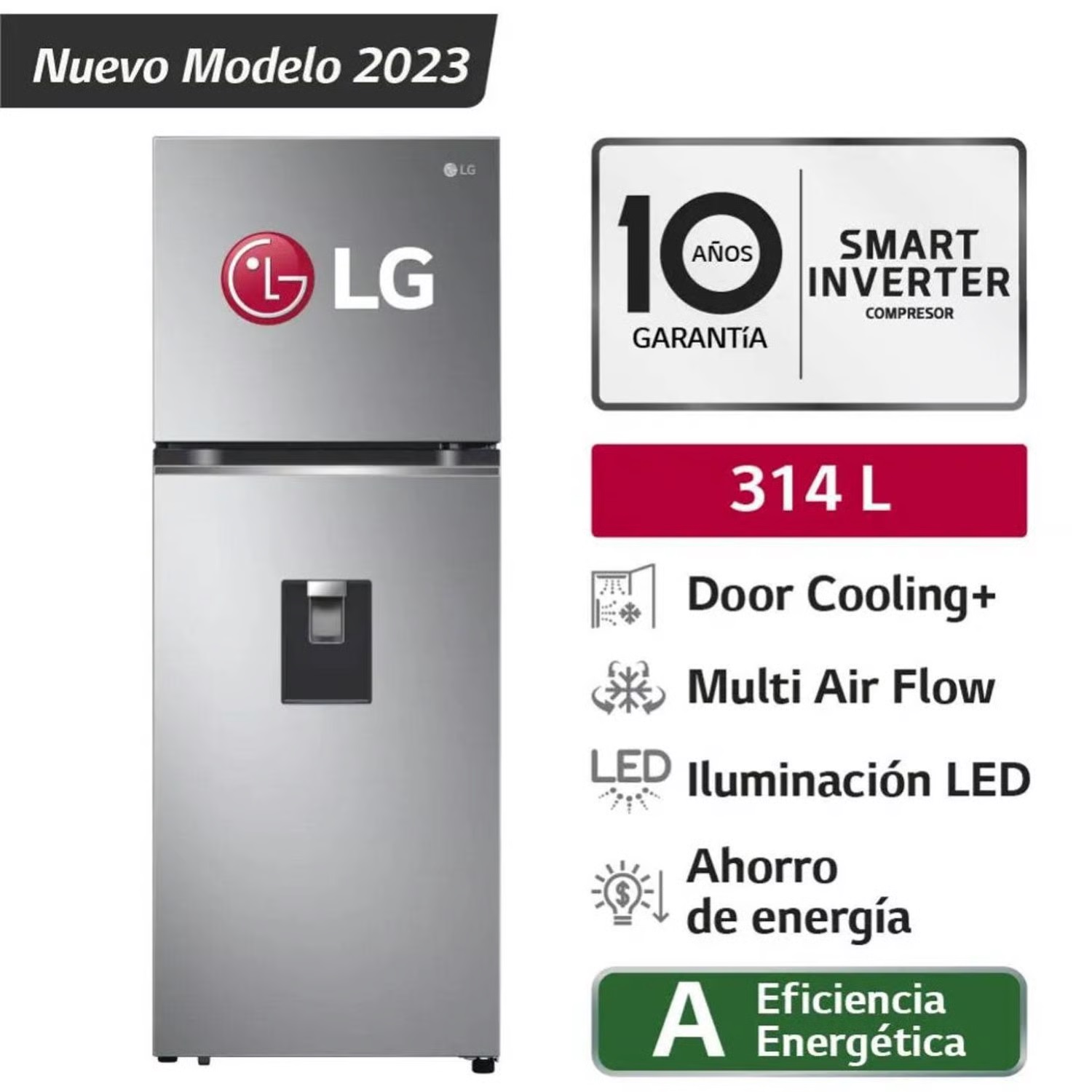 Refrigeradora LG GT31WPP Top Freezer Door Cooling 314 Litros Plateada