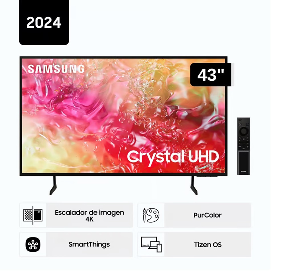 Televisor Samsung LED 43 Crystal UHD 4K 43DU7000 Tizen OS Smart TV