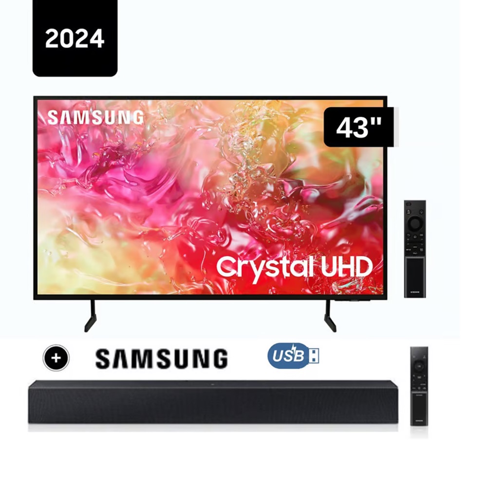 	 Televisor Samsung LED 43 Crystal UHD 4K 43DU7000 + Soundbar HW C400