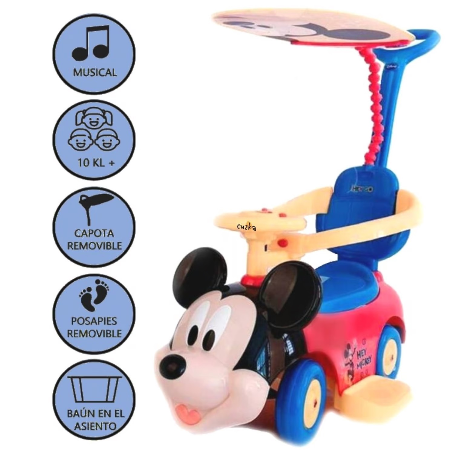 Correpasillos guiador Mickey con Sombrilla 2 en 1 Disney Blue