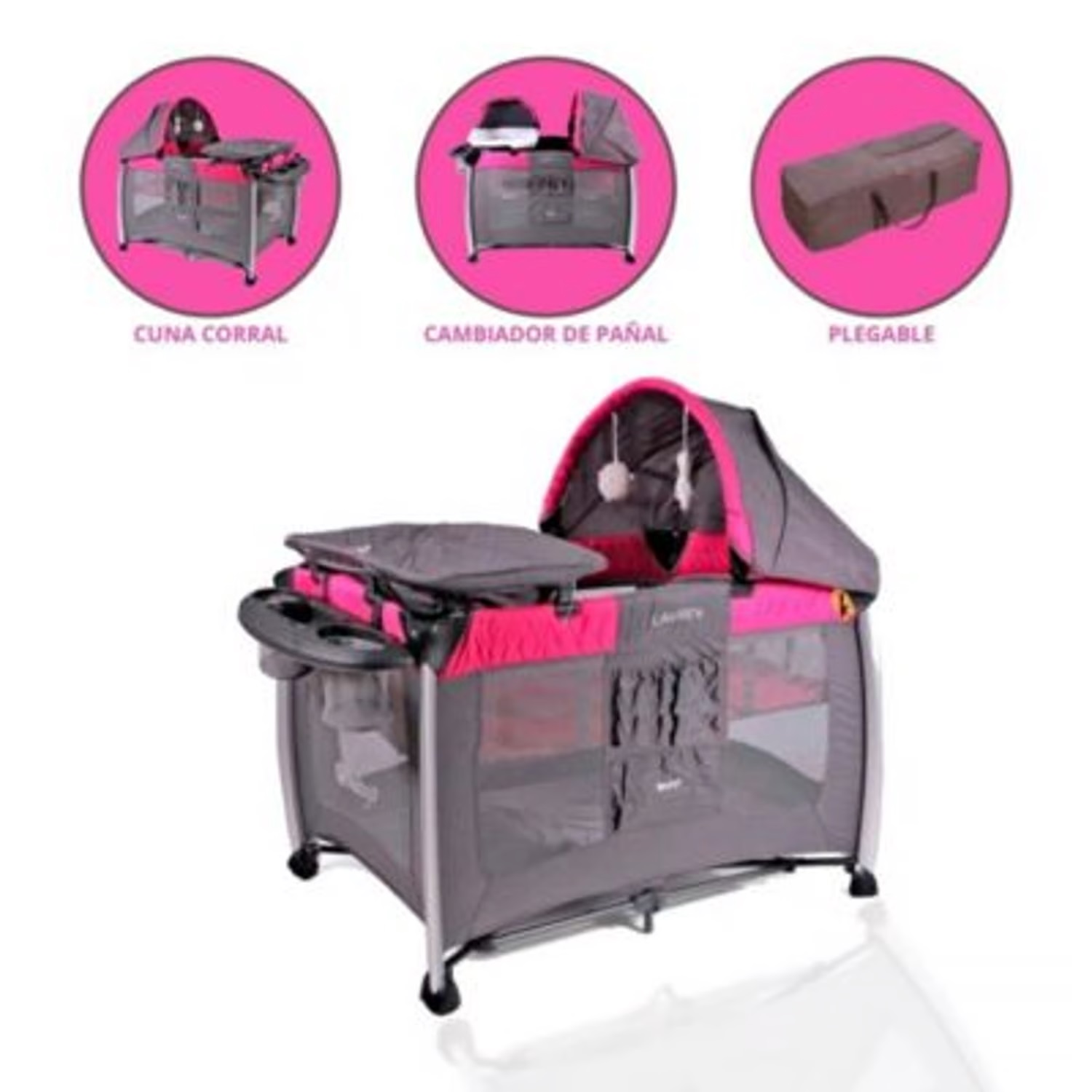 Cuna Corral Pack And Play para Bebés «LAUREN» Pink cod. 730