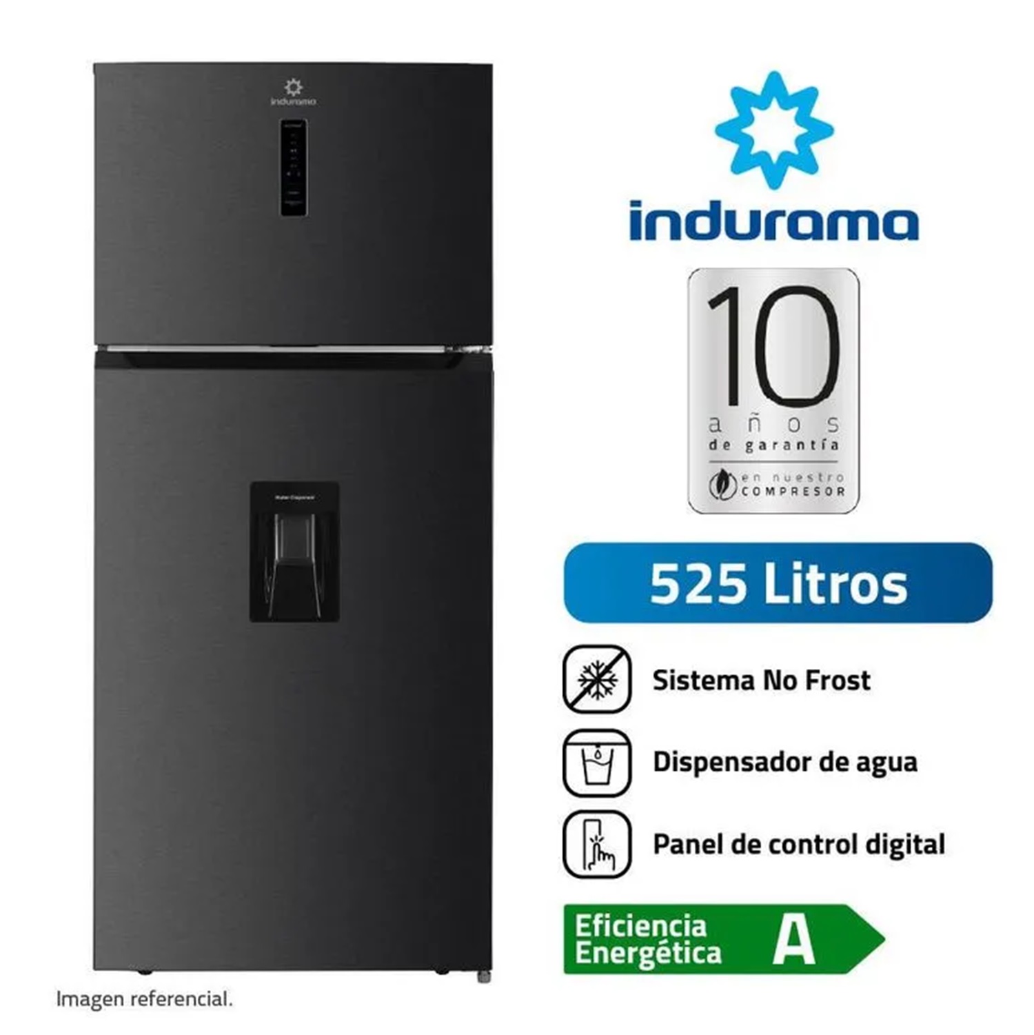 Refrigeradora Top Mount Con Dispensador Negra Indurama RI-578DN