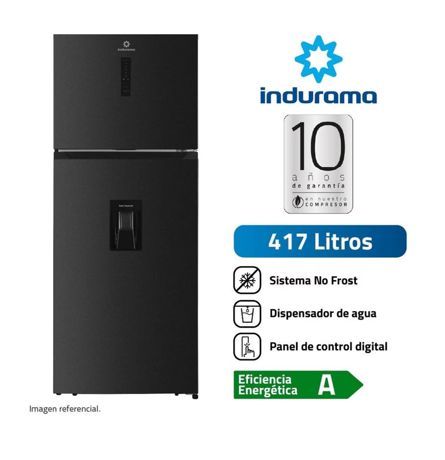 Refrigeradora Top Freezer Con Dispensador 417L Indurama RI-478DN