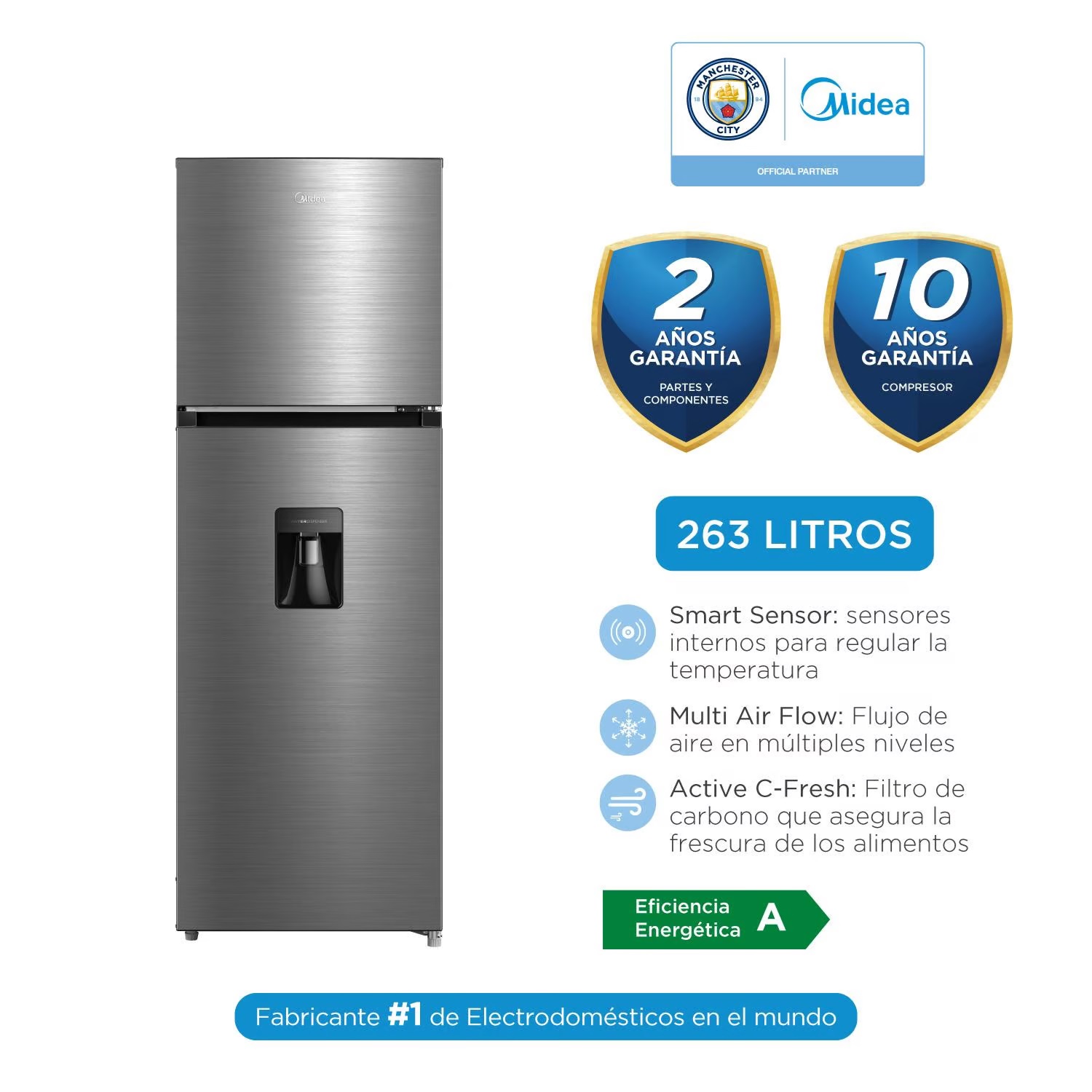 Refrigeradora Top Mount No Frost 263l Inox MDRT385MTR46PEW