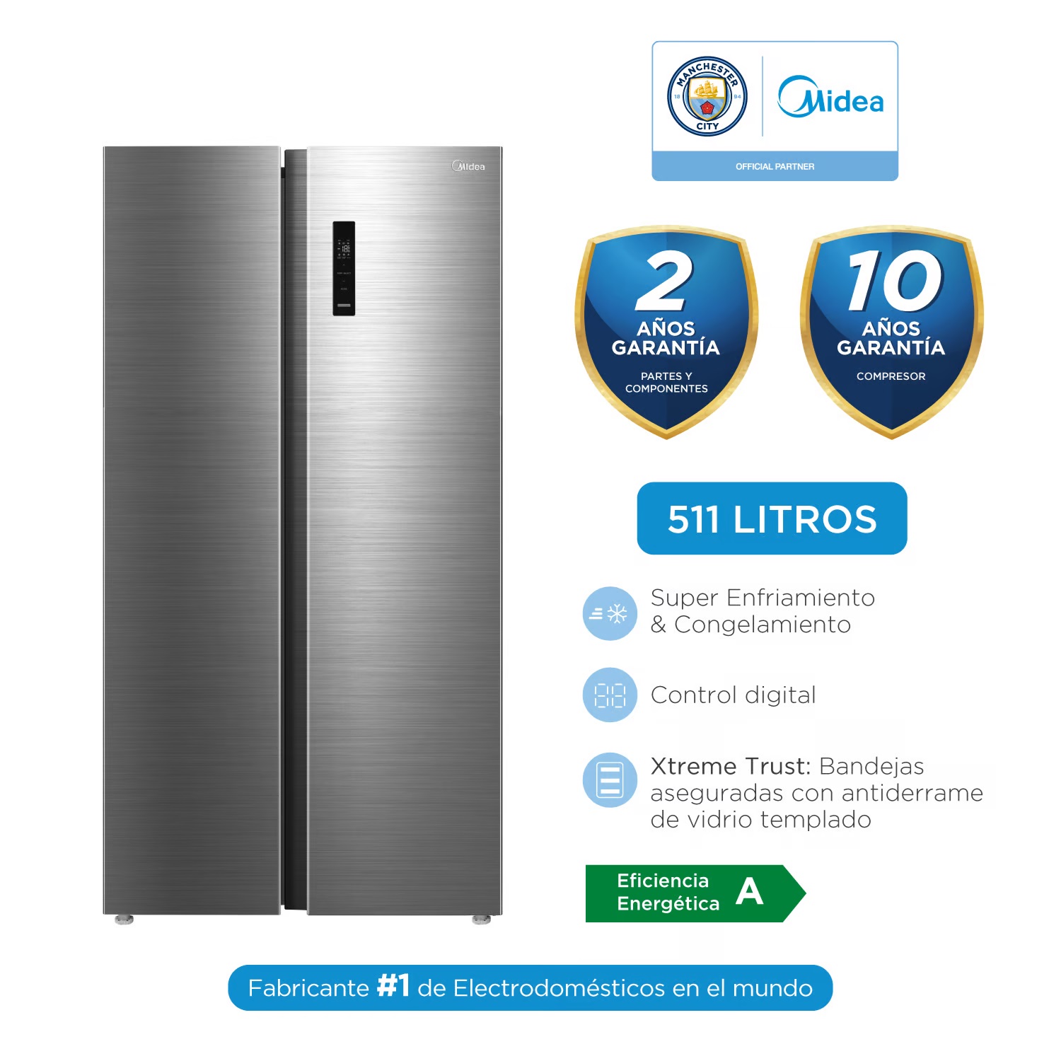 Refrigeradora Side by Side 511lt Midea MDRS710FGR46PE