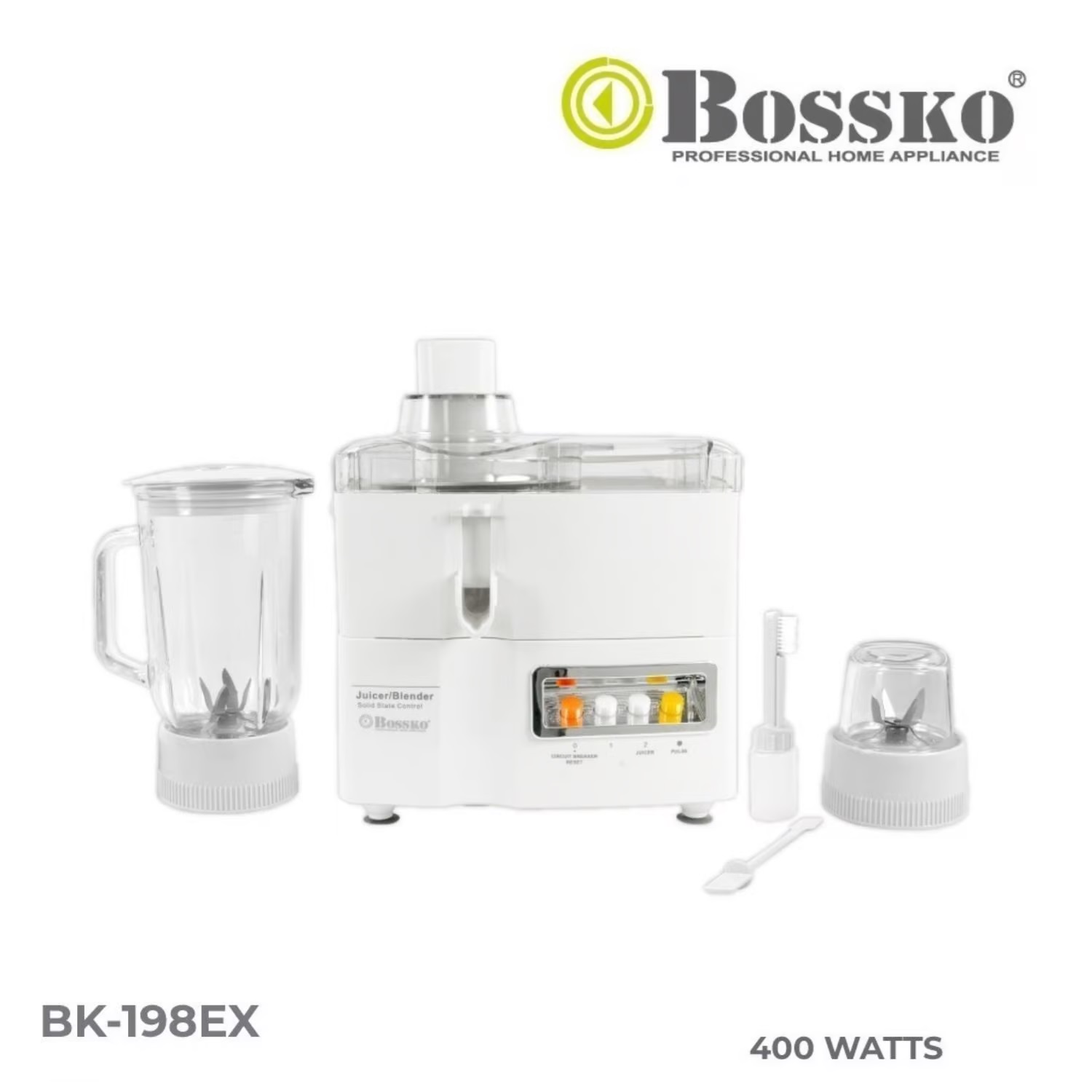 Licuaextractor Bossko 400W 3 EN 1 BK-198EX de 3 velocidades