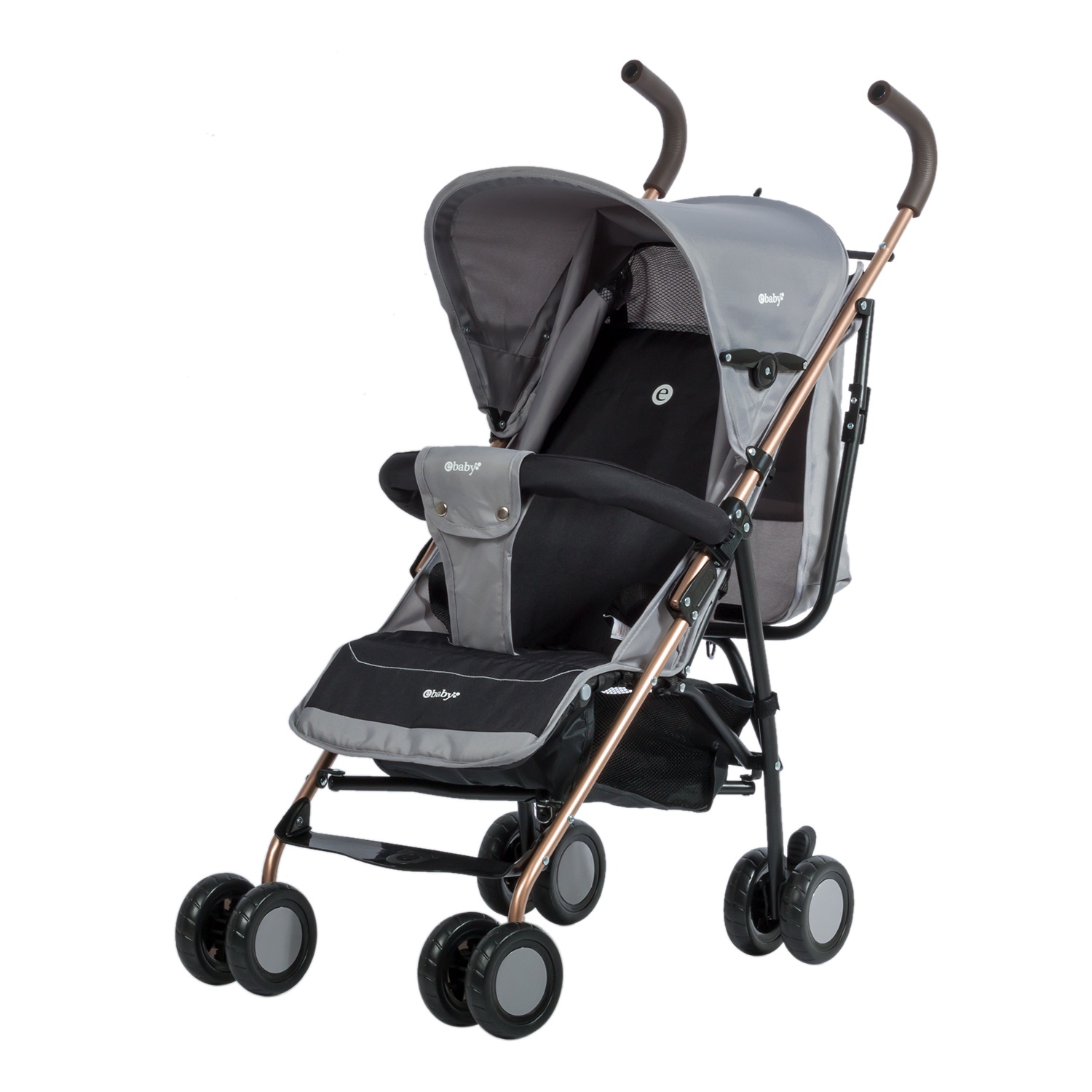 	 Coche Bastón Reclinable E baby Zazu EB217 Gris