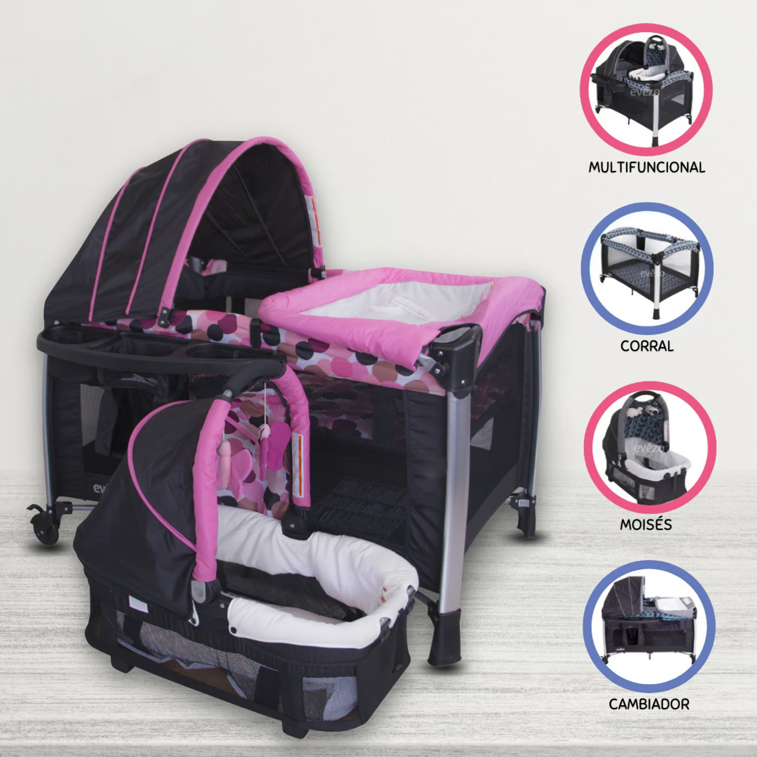 Cuna Corral para Bebés ZYBELA Pink EV721