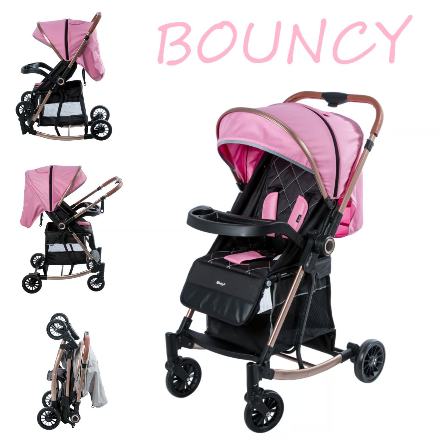 Coche Mecedora Reversible BOUNCY EB116 -Rosado