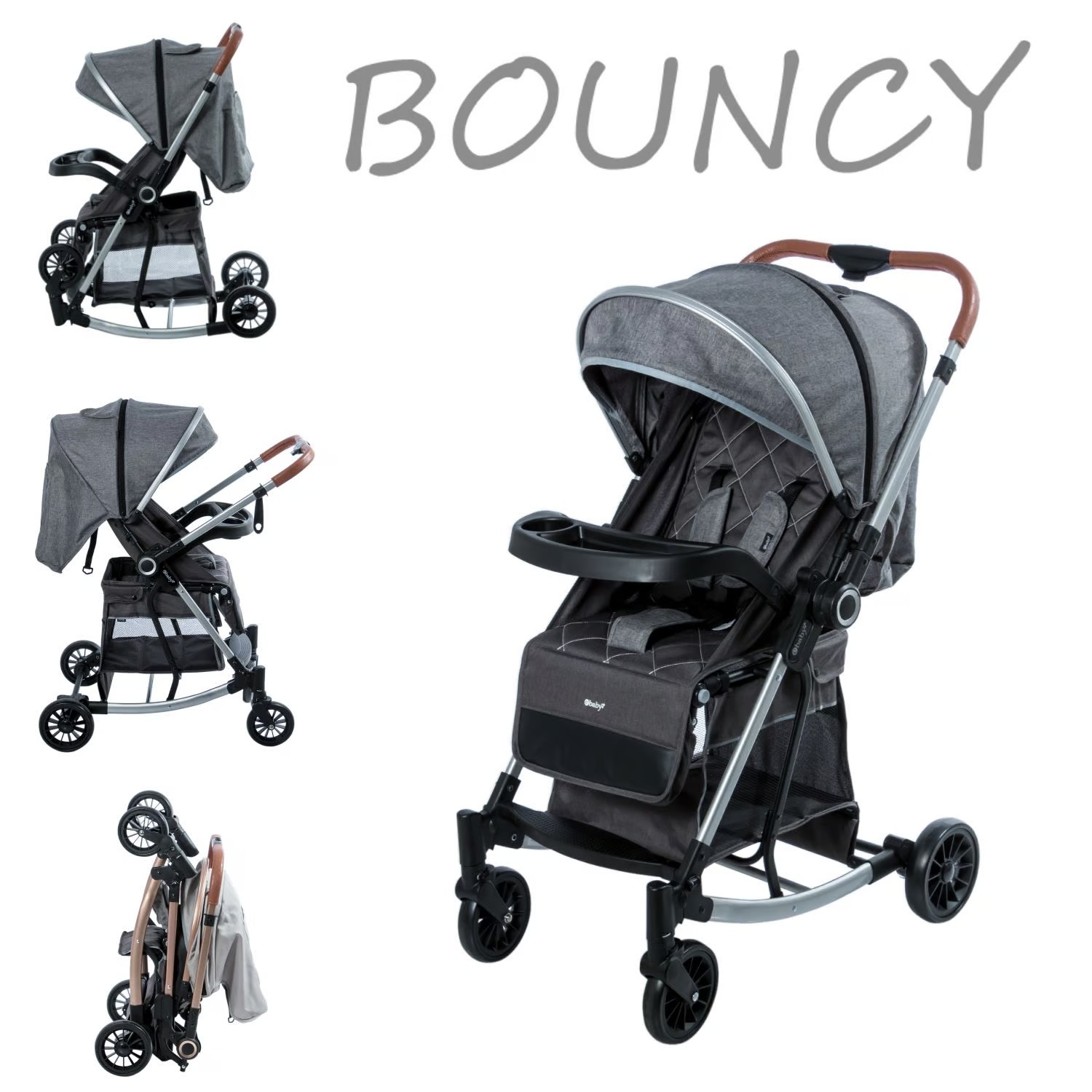 	 Coche Mecedora Reversible BOUNCY EB116 -Gris